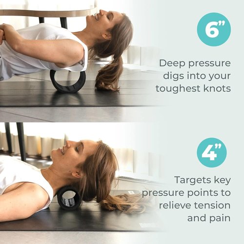 Chirp Wheel | Ultimate Back & Neck Massage Roller Bundle - 4-Pack with Carrying Case, Foam Rollers, Black