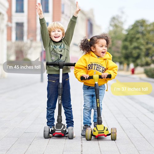 LOL-FUN Toddler Scooter for Kids Ages 3-12 Years Old Boy Girl - Bundle Blue & Yellow