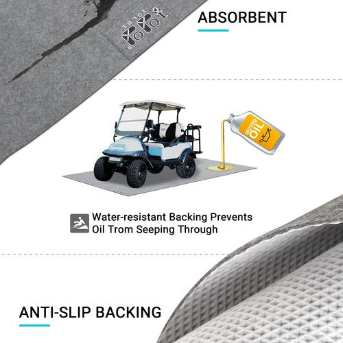 10L0L Golf Cart Parking Garage Floor Mats, 8.85 Ft x 5.0 Ft Oil Absorbent Floor Mat for Yamaha, EZGO, Club Car, ICON, Advanced EV, ATV
