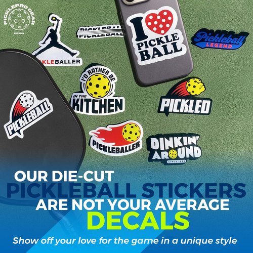 Pickleball 3D Sticker Set – 1 Raised 3D Pickleball Decal + 9 Vinyl Stickers – Fun Accessories & Gifts for Players