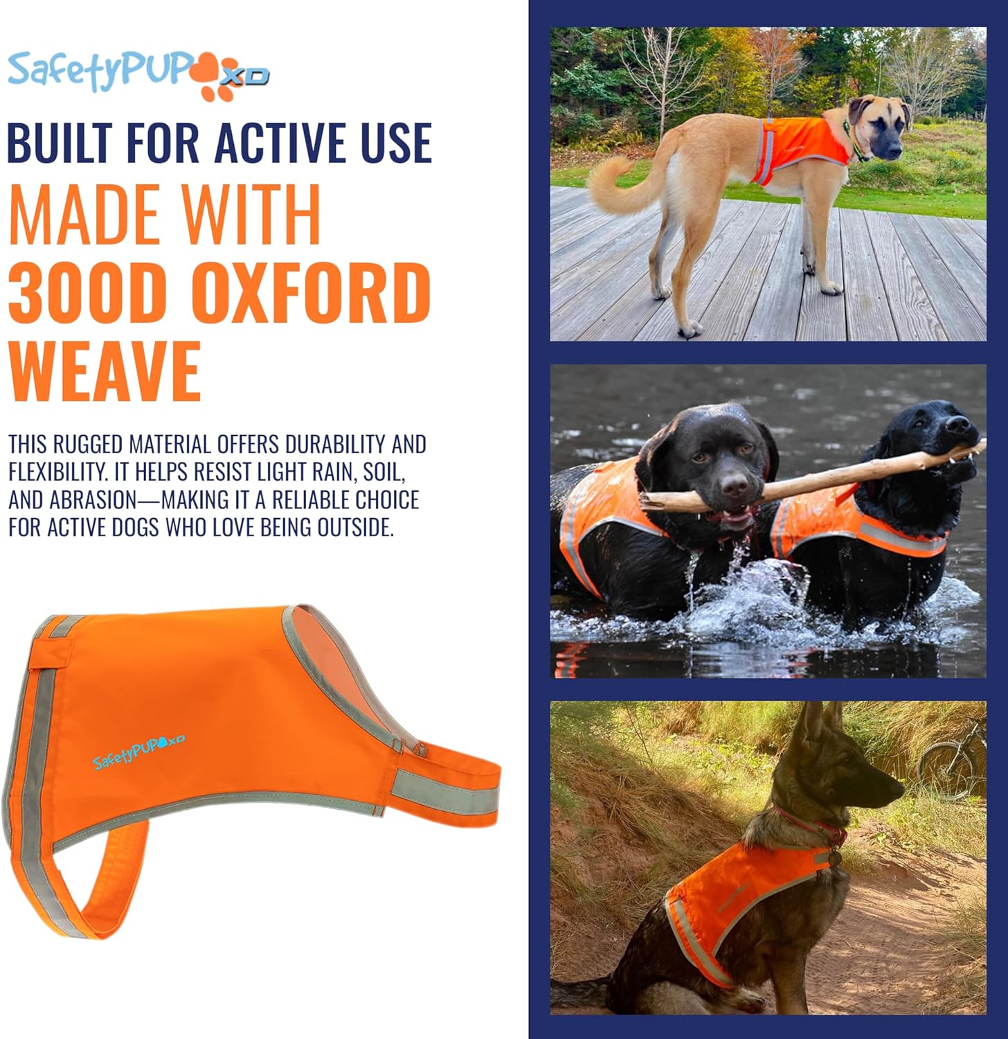 SafetyPUP XD Lite Blaze Orange Reflective Dog Vest - High Visibility Hunting Gear for All Breeds