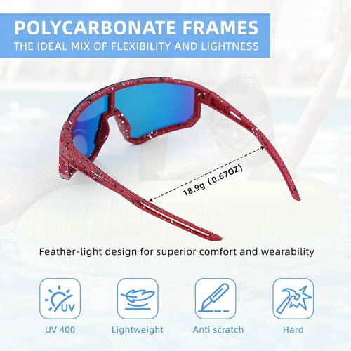 DF DUALFERV Kids Sunglasses - 4 Pack Youth Sports Shades with UV400 Protection | Lightweight Anti-Scratch Design