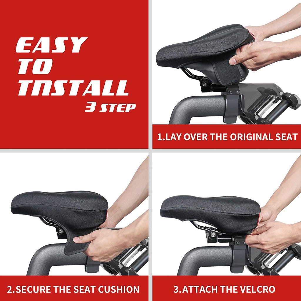 Peloton Bike Seat Cushion - Gel Bicycle Seat Cover for Ultimate Comfort | Extra Padded Memory Foam, 11”x7”