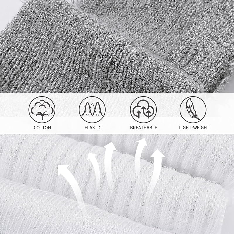 BOOPH Kids Crew Socks Thick Cotton Athletic 5-14 Years - White, 10-14 Years