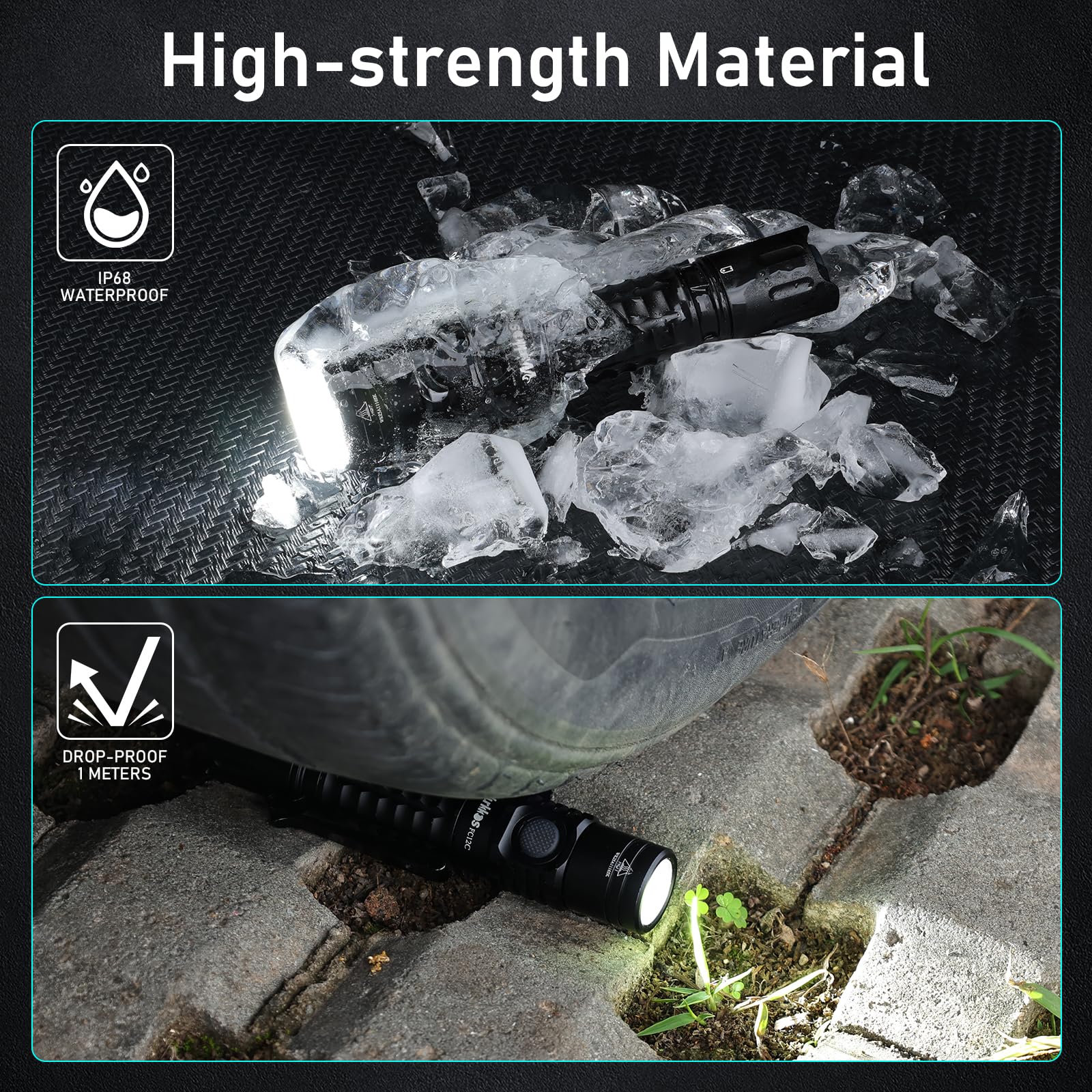 Wurkkos FC12C Tactical Flashlight 1600 High Lumens, Rechargeable LED Flashlights, 332M Long Throw Flash Light, IP68 Waterproof, Dual Switches and Constant Current Circuit for Home Camping Hiking