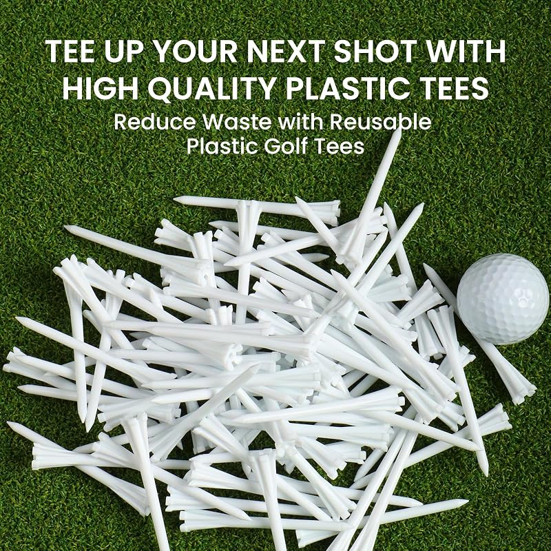 Unbreakable Plastic Golf Tees 3.25 Inch White 500 Count