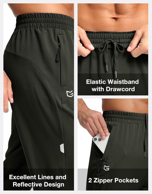 G Gradual Men's Joggers - Lightweight Athletic Pants with Zipper Pockets | Quick-Dry Sweatpants for Running & Hiking