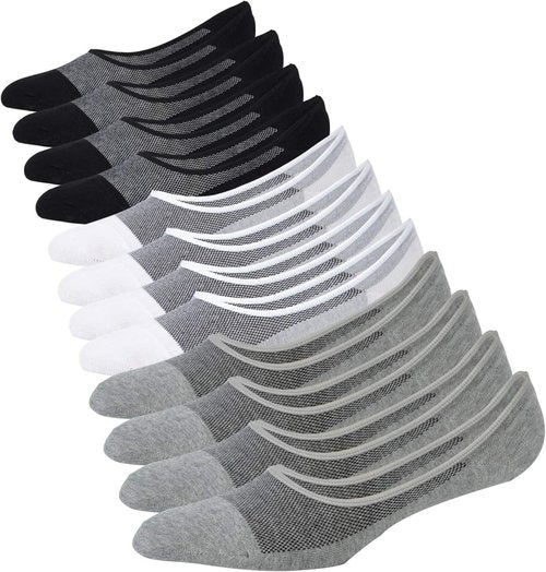 Jormatt Genuine Men's No Show Socks - Low Cut Cotton with Non-Slip Grips for Comfort & Style