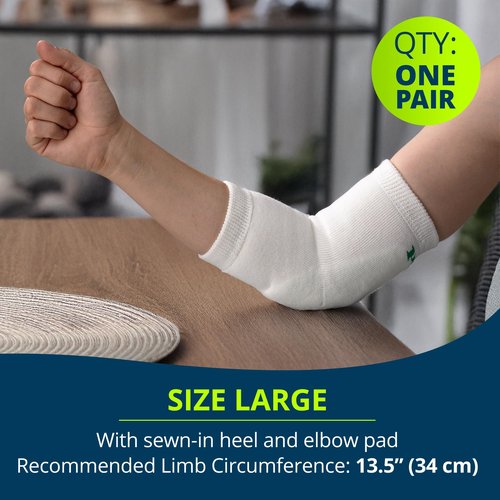 TIDI 6224L Posey Heel and Elbow Protectors with Foam Pads ― Large ― White ― One Pair of Heel and Elbow Protectors for Protection Against Abrasions ― Home Healthcare ― Medical Supplies