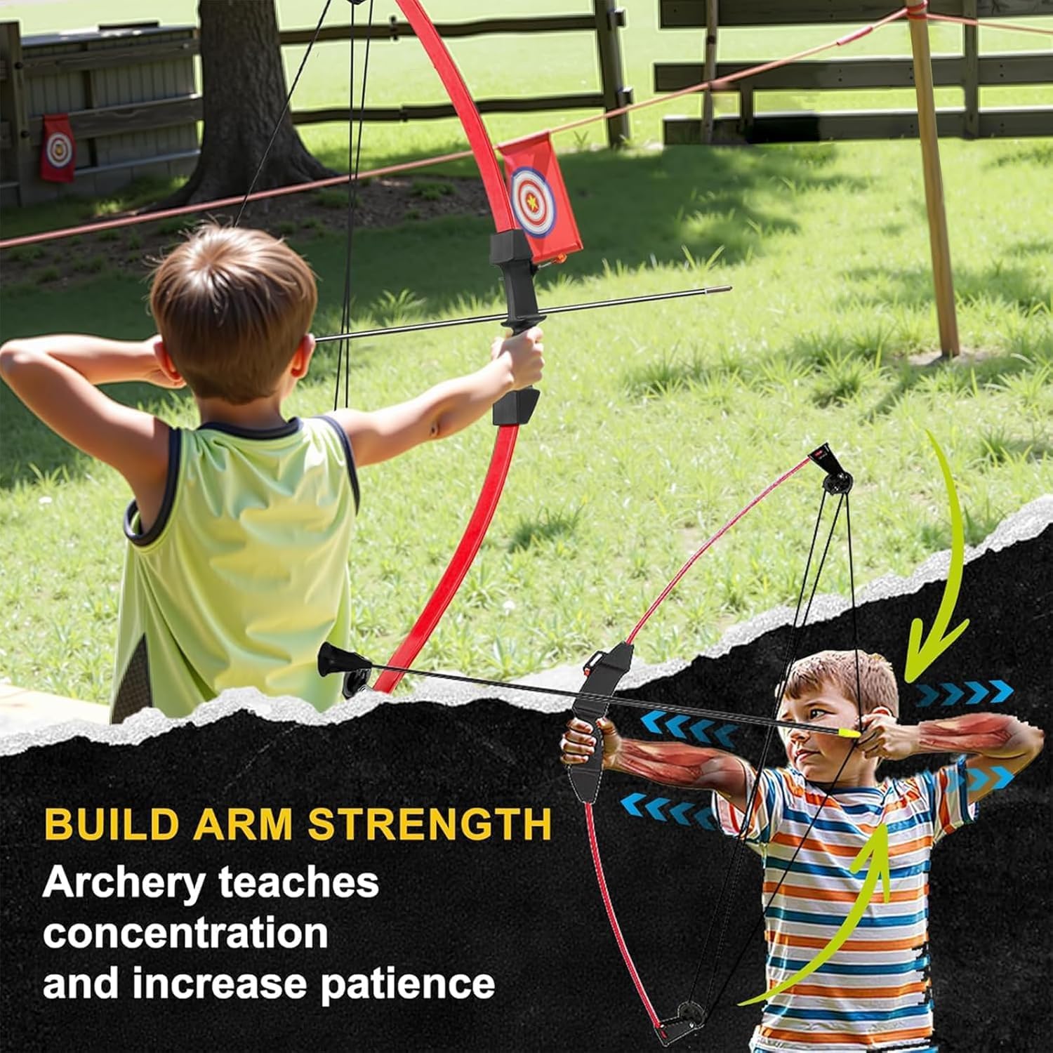 Skiennix Youth Compound Bow and Arrow Set - Beginner Archery Kit for Kids Ages 8-12 | Outdoor Play Gift