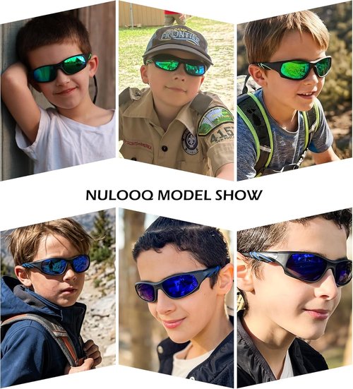 NULOOQ Kids Baseball Sunglasses - Unbreakable Polarized Sports Eyewear for Ages 4-12