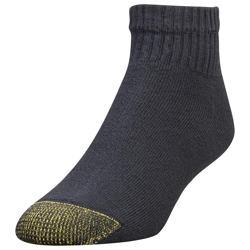 GoldToe Men's 6-Pairs Cotton Ankle Athletic Socks - Black & White, Large