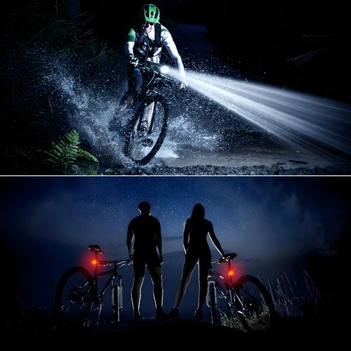 Ultra Bright USB Rechargeable Bike Light Set, 4 Light Modes Bicycle Front Headlight and Back Taillight, Night Riding Waterproof Bike Front & Rear Light for Men Women Kids Road Mountain Cycling