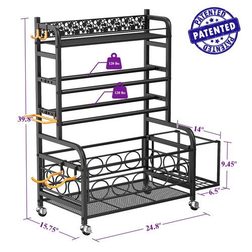 Dumbbell Rack,VOPEAK Weight Rack for Dumbbells, Weight Rack for Home Gym, Home Gym Storage Rack for Yoga Mat Kettlebells and Strength Training Equipment, Dumbbell Rack Stand only with Wheels