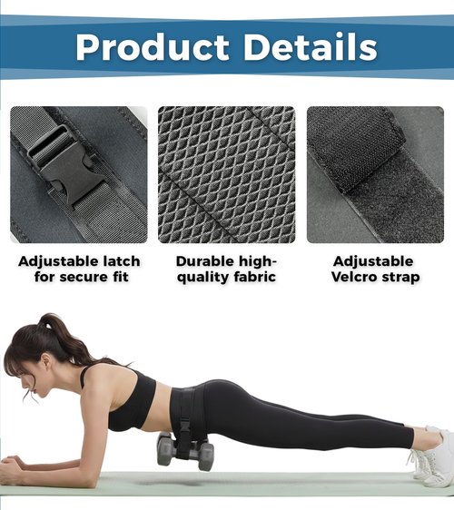 Hip Thrust Belt for Dumbbells, Kettlebells & Plates, Adjustable Booty Belt with Slip-Resistant Padding, Comfortable Glute Bridge Weight Belt for Home & Gym Workouts (Black)
