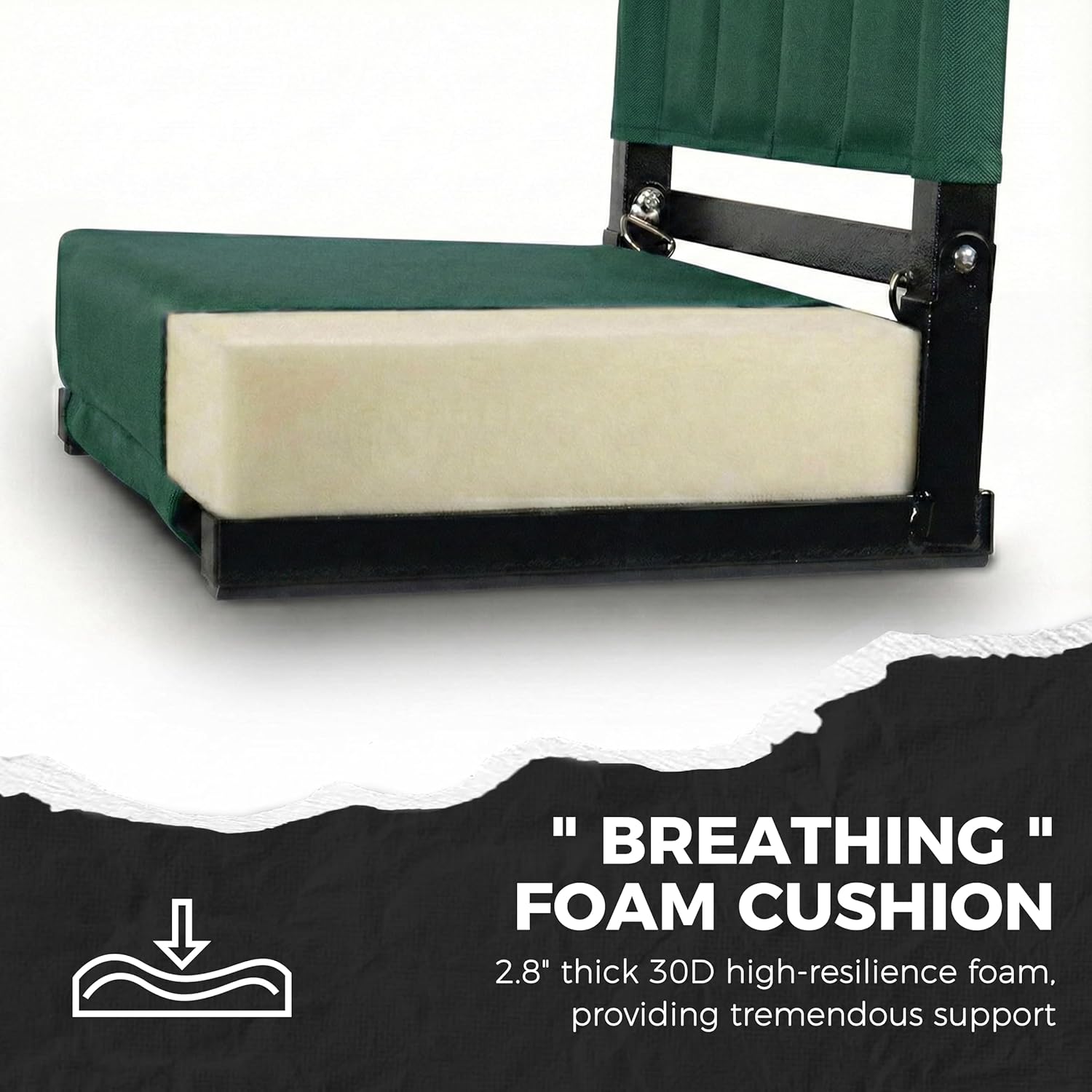 Sport Beats Stadium Seats - Comfortable Bleacher Chairs with Back Support & Cushion | Hunter Green, 1pc Regular - 17" W x 12" D x 16.5" H