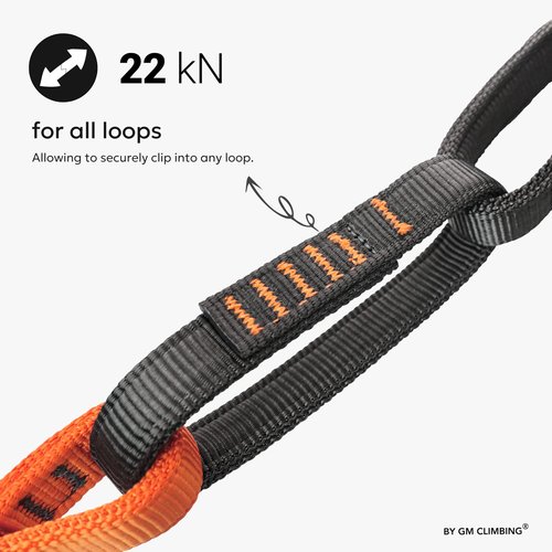 GM CLIMBING 16mm Nylon Safe Chain PAS Sling 22kN CE UIAA Certified for Personal Anchor System Rappel Transition Aid Climbing 97cm / 38in