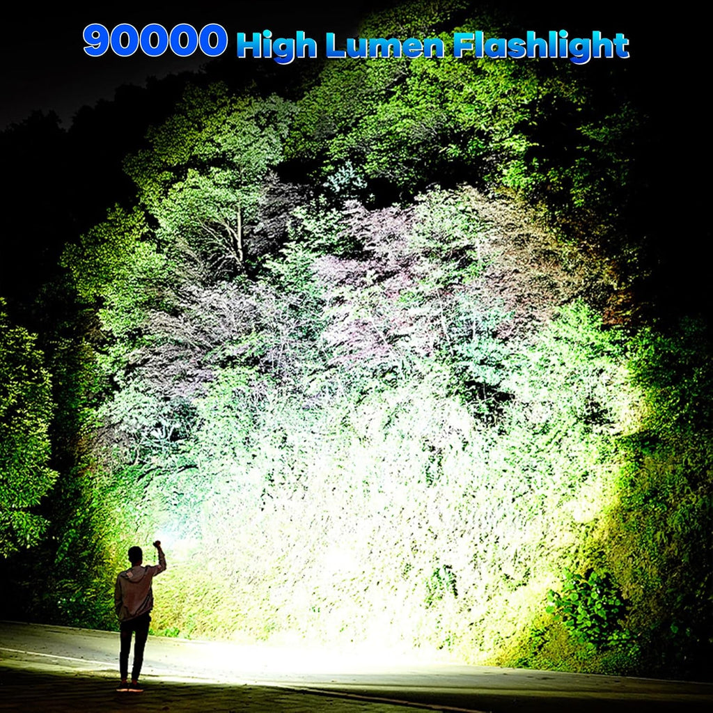Rechargeable Flashlights - 90,000 High Lumens, 7 Lighting Modes, 24H Runtime | IPX7 Waterproof, 2 Pack