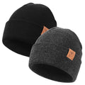 OZERO Winter Beanie for Men Women: 2-Pack Daily Knit Cuffed Hat, Skull Thermal Caps, Warm Soft for Cold Weather Black Gray