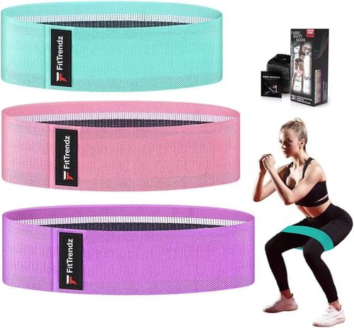 FitTrendz Resistance Bands - Non-Slip Elastic Fabric for Legs & Butt | 3 Levels Loop Workout Set for Women