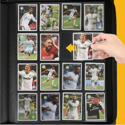 GERMUN Trading Card Binder - 16 Pocket Premium Card Holder for 1000+ Cards | Double-Sided Album in Carbon Black