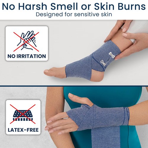 Dr Pat's Ice Tape (4 Pack) - Cooling Bandage Wrap Athletic Tape - Compression Instant Cold Compress Wrap with Menthol - Elastic, Athletic for Sore Muscles, Pain Relief Now, Swelling, Recovery, Sports