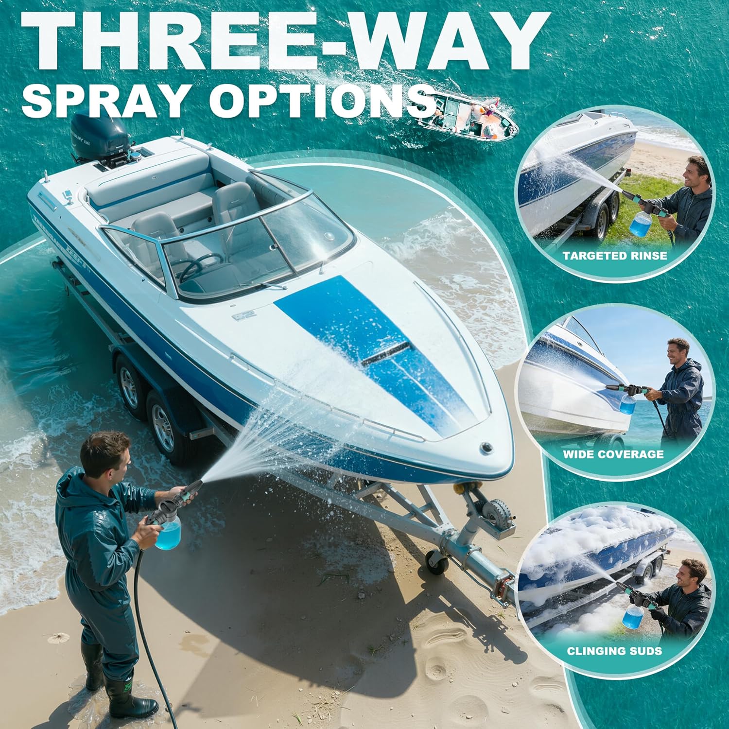 **Salt Remover Flush Kit by [Brand Name] | 500ml High Capacity Bottle - Dual Control Water & Soap Switch - 3 Spray Modes for Boats & Cars**