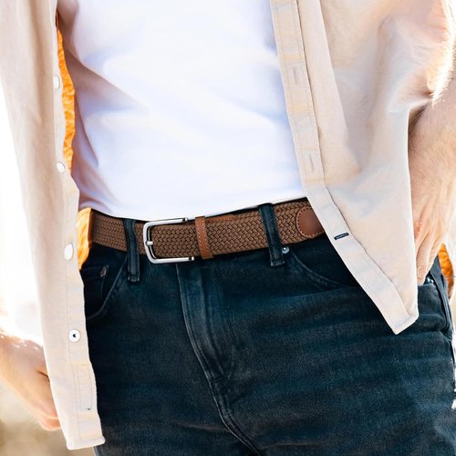 CHAOREN Men's Braided Stretch Golf Belt - Perfect Fit for Casual Shorts & Jeans - 1 3/8" Width