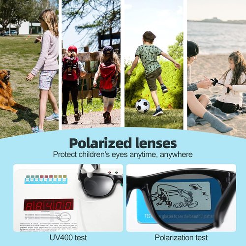 DYLB Kids Polarized Sunglasses - Flexible TPEE Rubber Frame for Ages 3-8 | 3 Pack for Boys & Girls