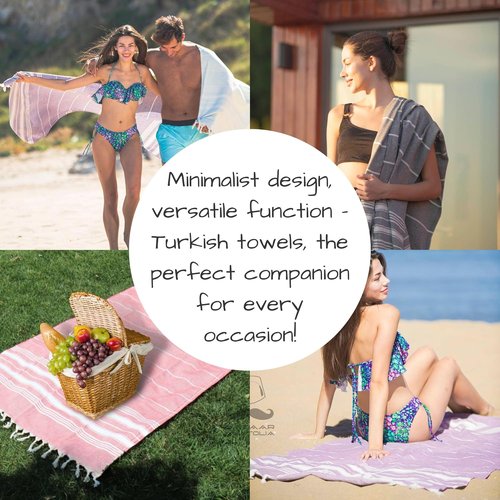 Bazaar Anatolia Turkish Beach Towel - Oversized 100% Cotton, Quick Dry & Sand Free | 71x39 Inches - Stripe Orange
