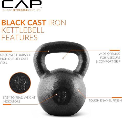 CAP Barbell Cast Iron Kettlebell - Durable Coated Finish | Available in Multiple Weights and Sets