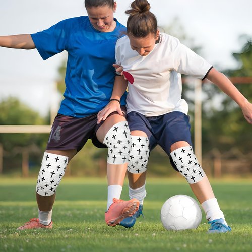 4 Pcs Christian Athletic Tapes Religious Sport Tape with Cross White Black Cross Athletic Wrist Tapes for Sports Gymnastics Tennis Baseball Boxing Athlete First Aid Injury Wrap, 2inx23ft