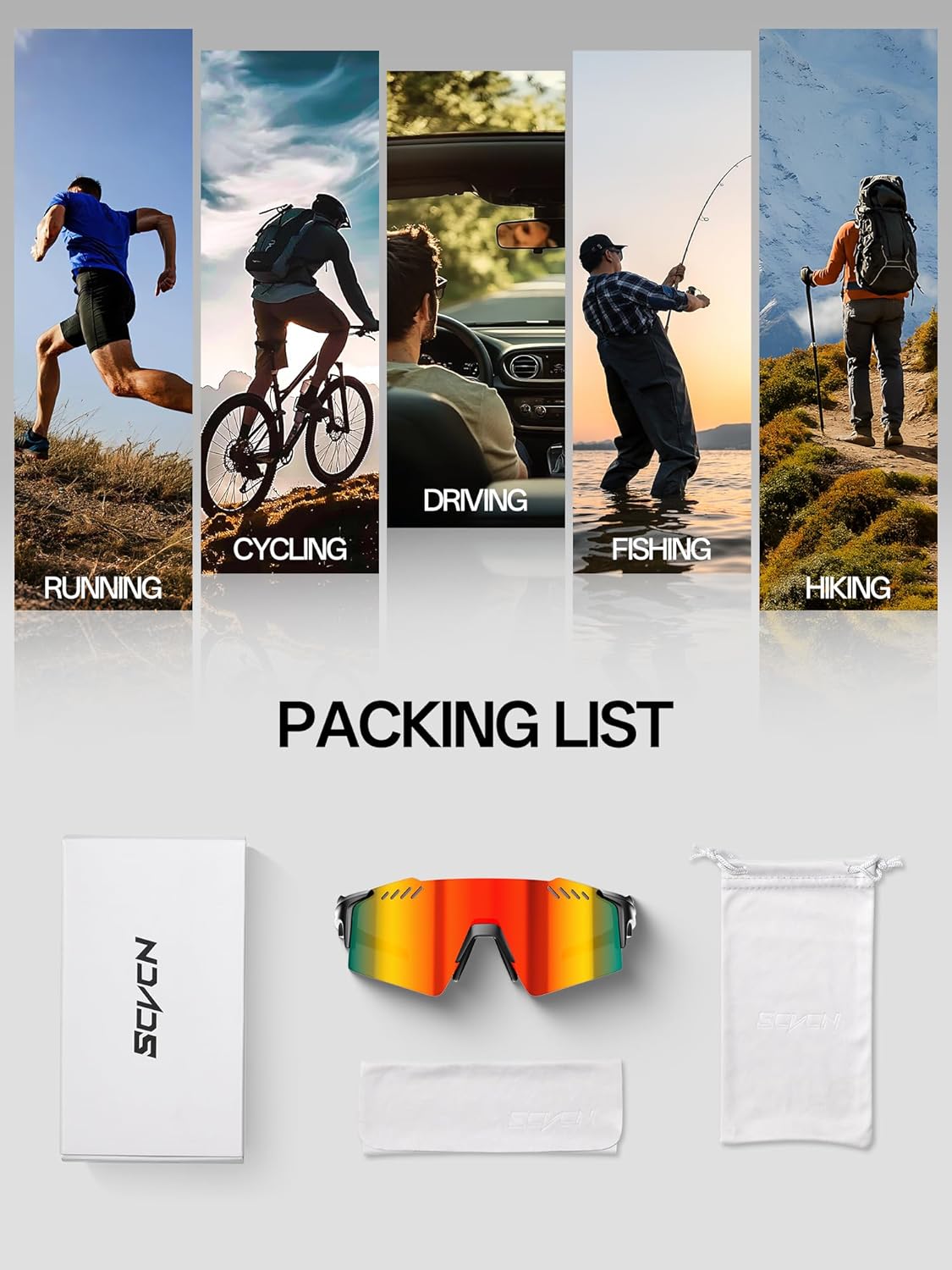 SCVCN Sports Sunglasses - UV400 Protection for Men & Women | Lightweight Frameless Wraparound Design