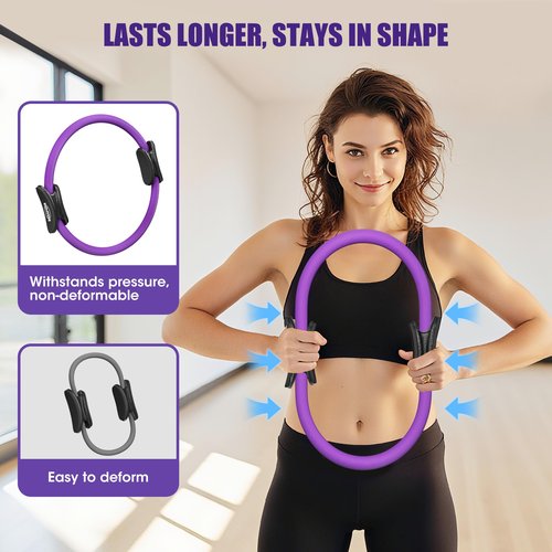 ROSAPOAR Pilates Kit - 14" Pilates Essentials Kit for Women, Pilates Ring Set - Magic Circle with 9'' Yoga Ball for Home Workouts, Toning & Core Sculpting Pilates Equipment - Purple