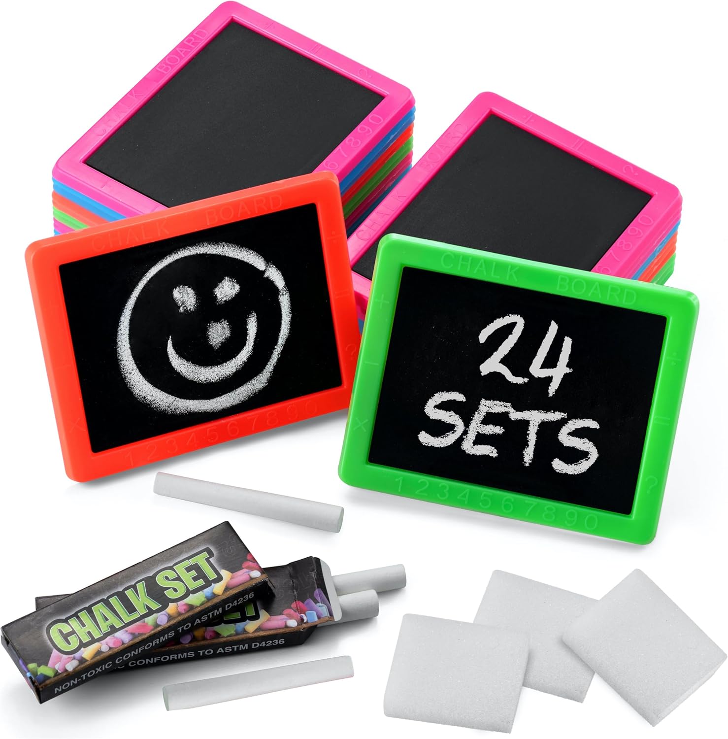 Skiennix Mini Chalkboard Set - Pack of 24 with 2 Chalk Sticks & Eraser | Perfect Birthday Party Favors for Kids