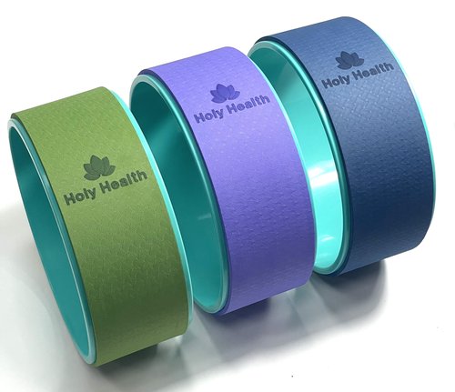 Yoga Wheel 12.5" dia. – Anti-Slip Back Opener for Flexibility, Posture & Muscle Relief – Ideal Prop for Yoga, Pilates and Full Body Stretching. Free Holy Health® Totebag. Color: Blue