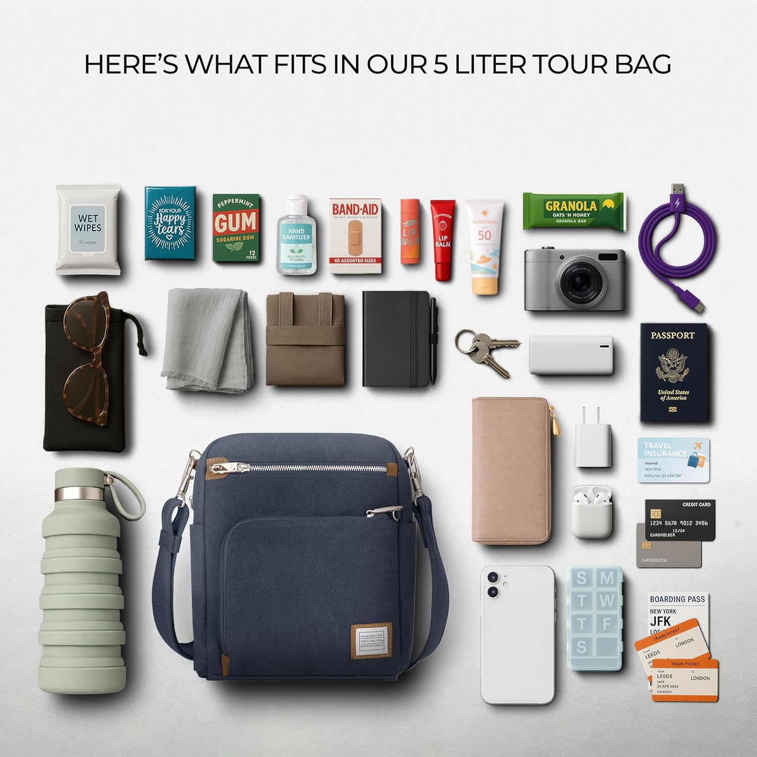 Travelon Anti-Theft Heritage Tour Bag - Secure, Stylish Design for Travel | Versatile and Durable