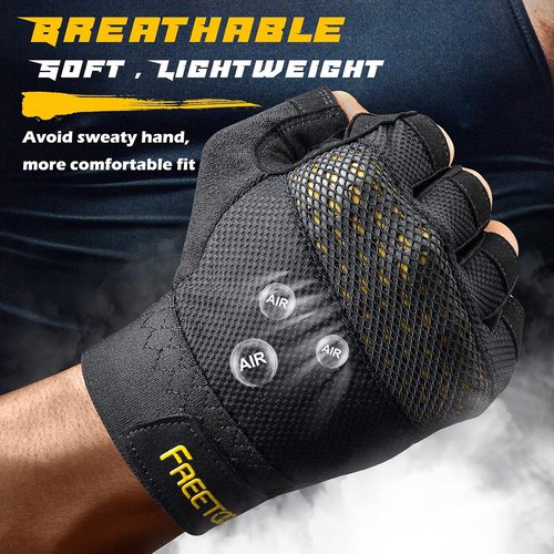 FREETOO Workout Gloves - Ultra Ventilated Weight Lifting Gloves with Full Palm Protection & Silicone Grip