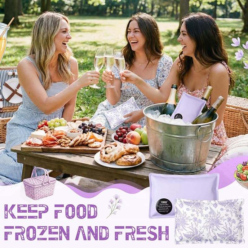 2 Pcs Ice Packs for Lunch Box Bag - Purple Floral Variation