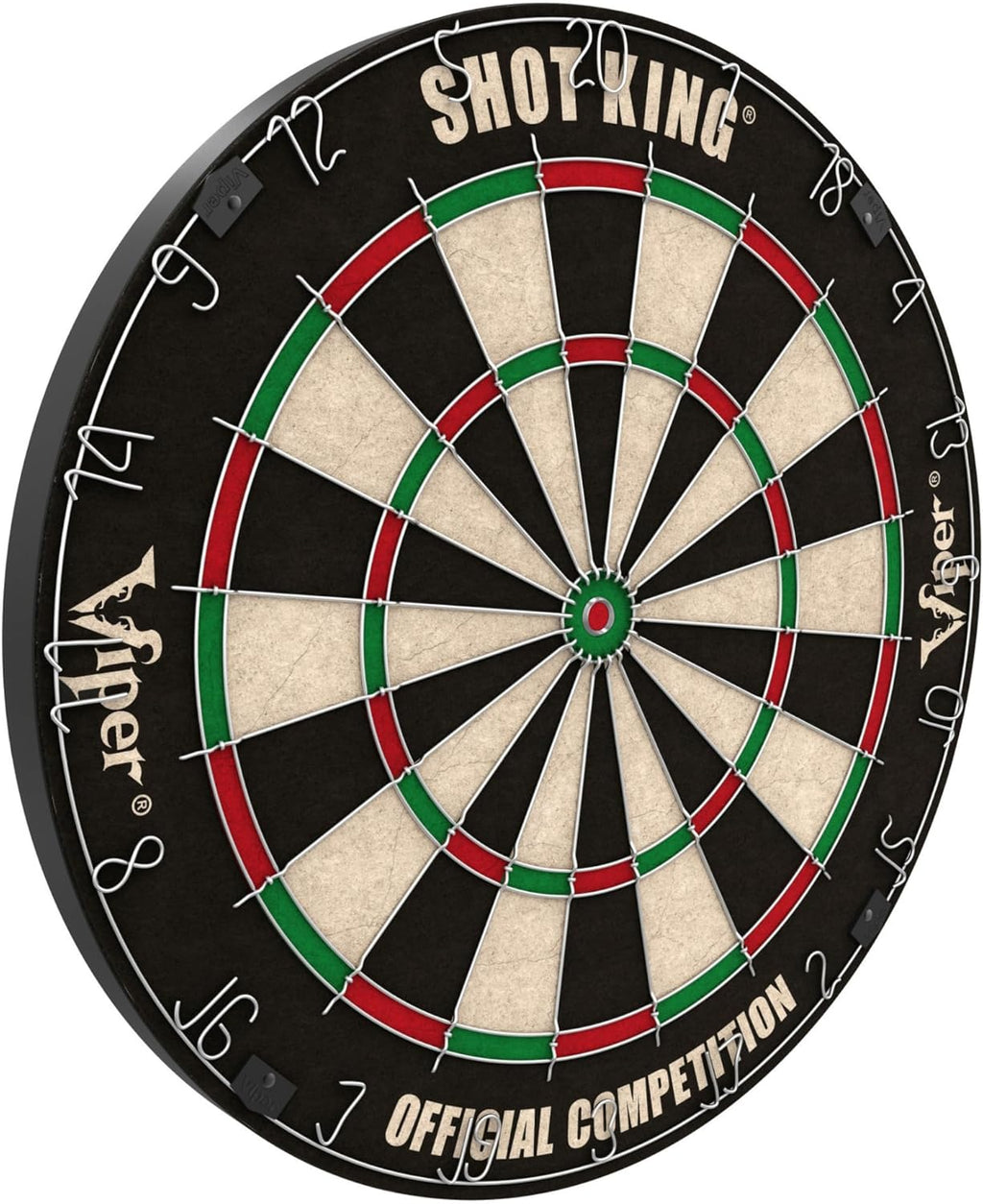 Viper by GLD Products Shot King Dartboard Set - Regulation Bristle Steel Tip with Rotating Number Ring & 6 Darts - Black