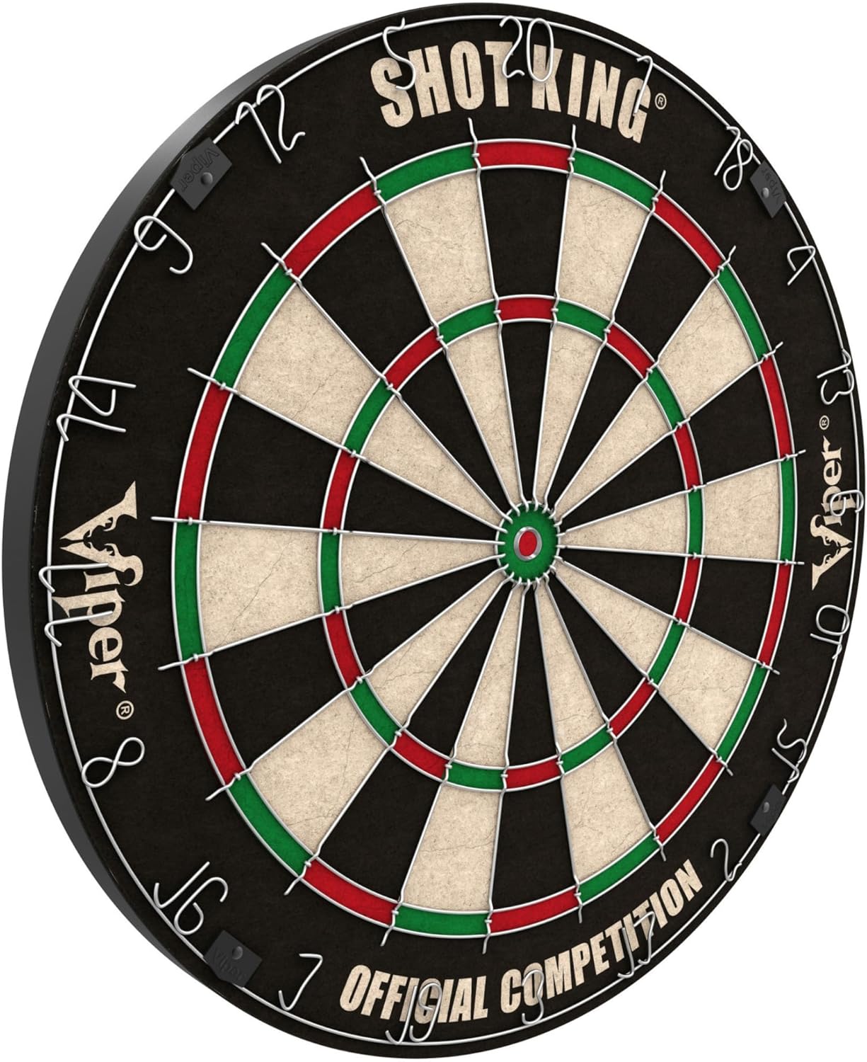 Viper by GLD Products Shot King Dartboard Set - Regulation Bristle Steel Tip with Rotating Number Ring & 6 Darts - Black