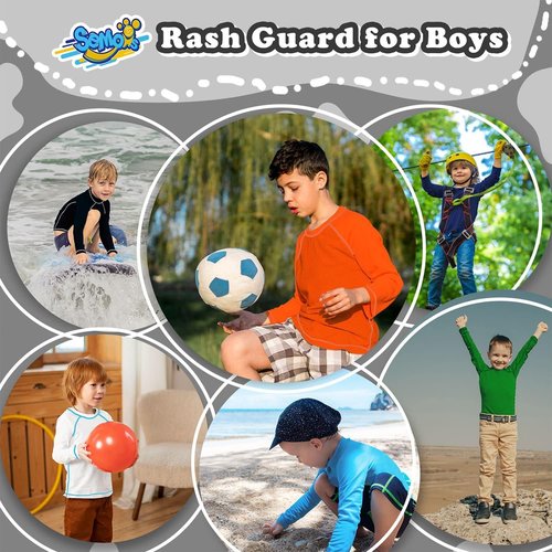 2 Pack Boys Rash Guard Swim Shirt Long Sleeve UPF+ 50 Sun Swimwear for Toddler Kids Rashguard Water Swimming Shirts