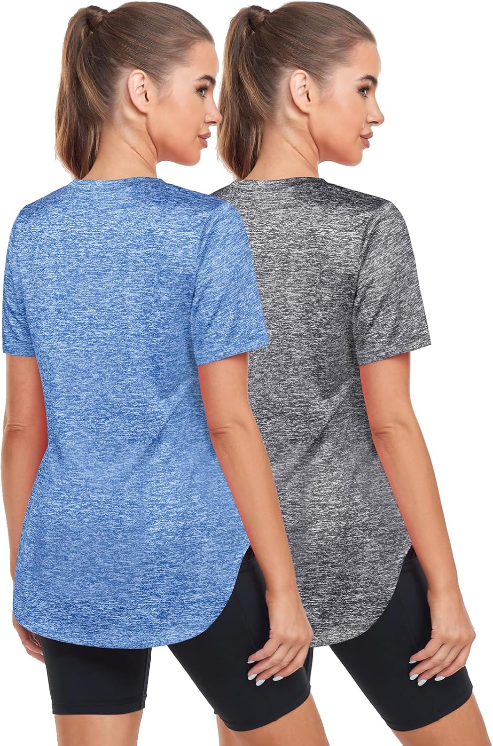 Skiennix Short Sleeve Workout Shirt for Women - Loose Fit V-Neck Exercise Top | Dry Fit Yoga Gym Wear