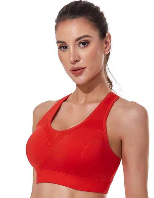 BAOMOSI Women's Seamless Racerback Sports Bra High Impact Support Yoga Gym Workout Fitness Black White Grey Deep Red Deep Purple X-Large