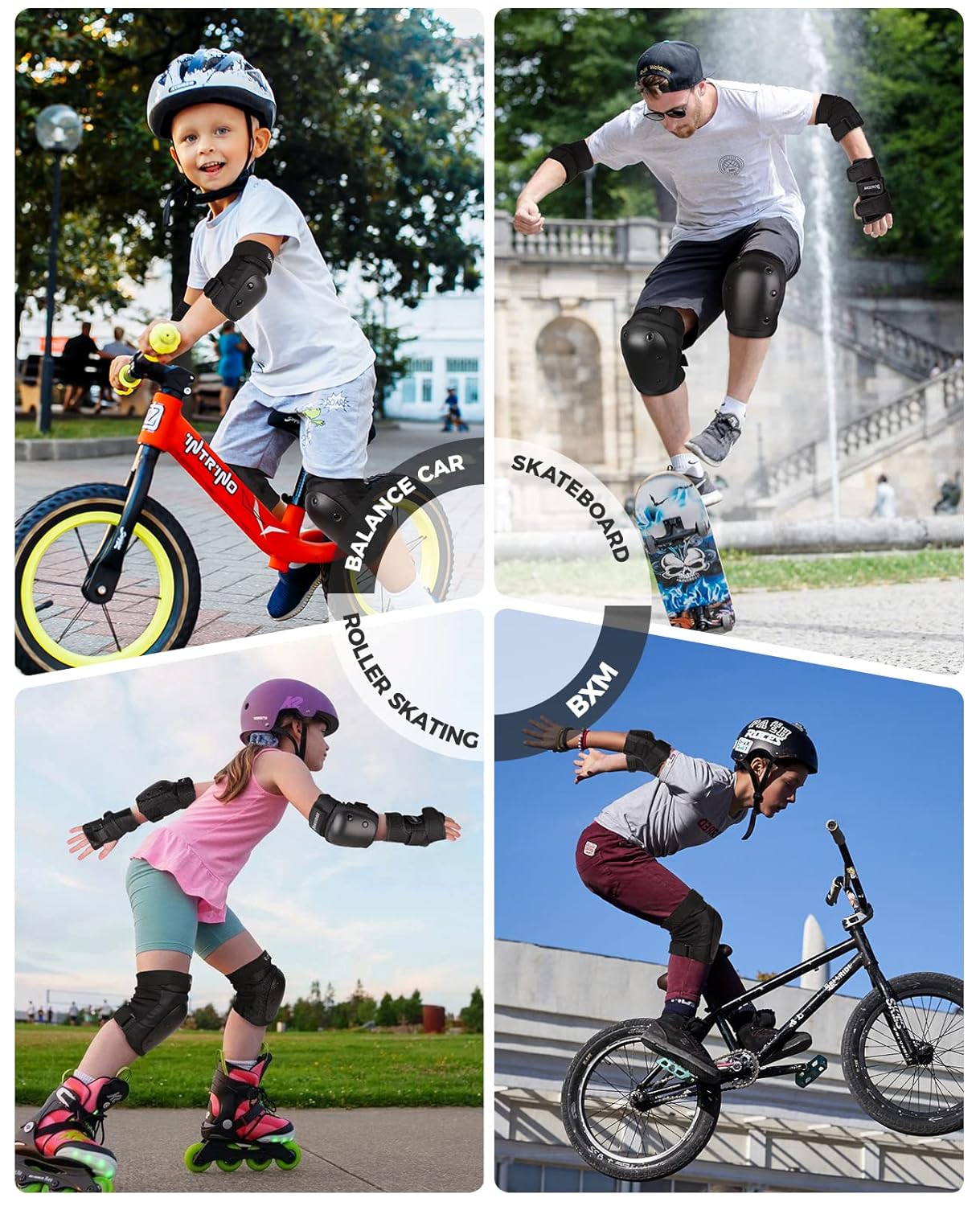 Skiennix Protective Gear Set - Knee & Elbow Pads for Kids, Youth & Adults | Ideal for Skating, Cycling & Biking