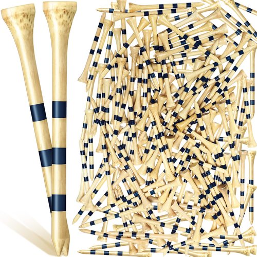 Jadive 500 Pcs Bamboo Golf Tees 3-1/4 Inches Stable Long Wooden Tees for Golf Activities, Natural Color and Blue