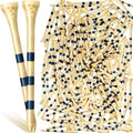 Jadive 500 Pcs Bamboo Golf Tees 3-1/4 Inches Stable Long Wooden Tees for Golf Activities, Natural Color and Blue