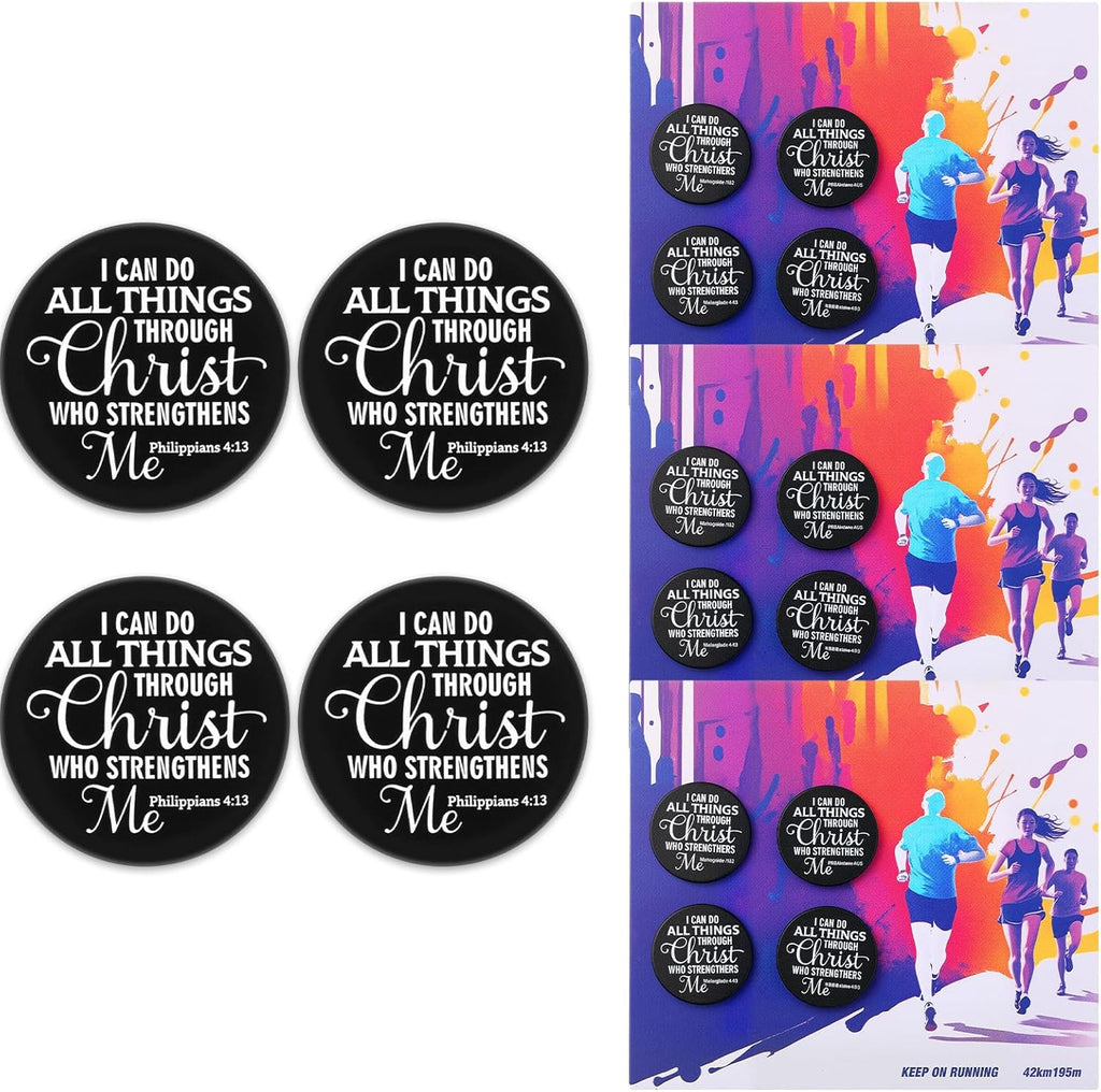 Suncalla 12Pcs Race Bib Clips for Runners Running Bib Holder Clips No Magnets No Pins Lightweight Lock Fasteners for Secure Marathon Cycling Reusable Replacement Accessories(Bible Verse,Black)