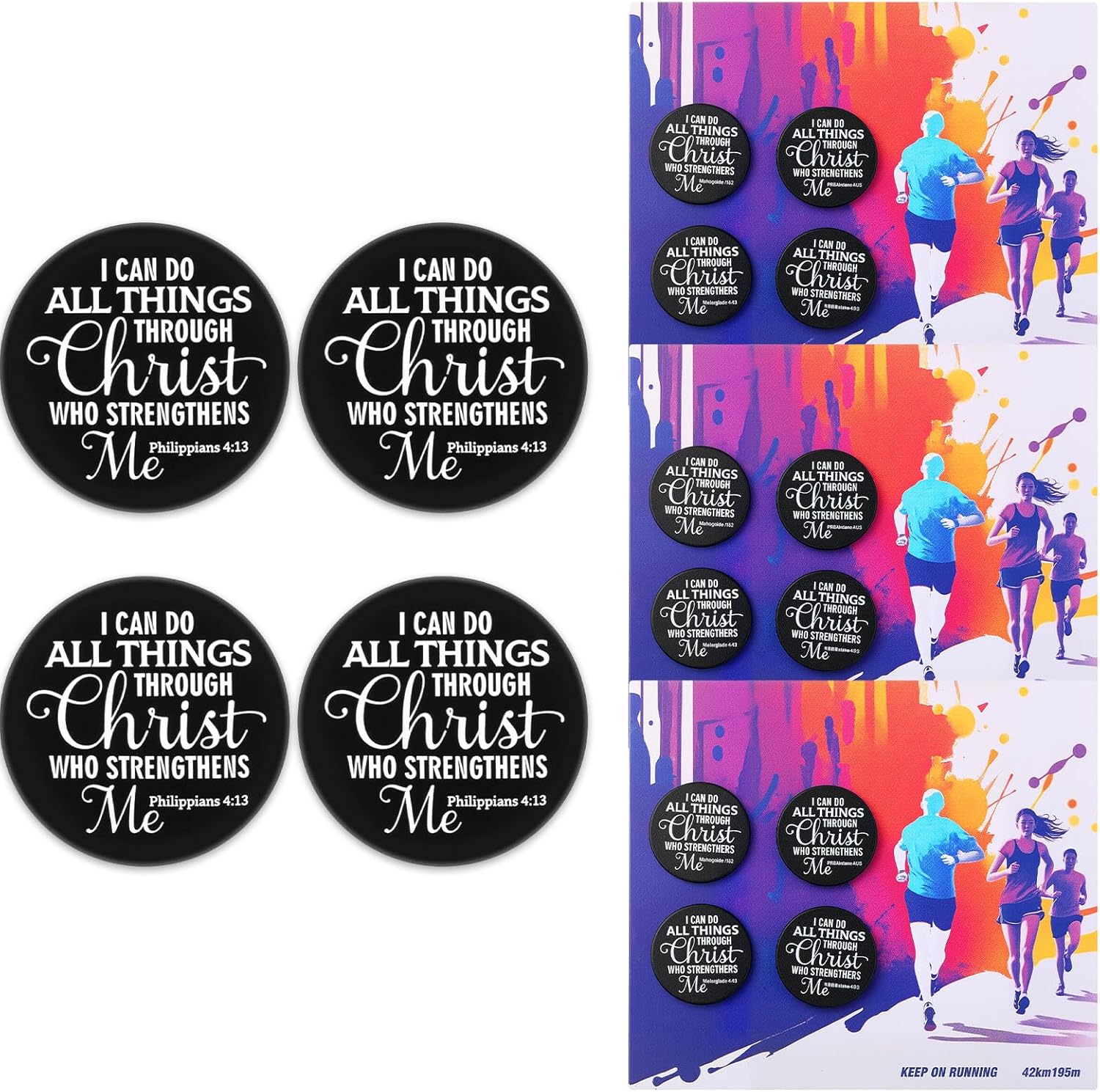 Suncalla 12Pcs Race Bib Clips for Runners Running Bib Holder Clips No Magnets No Pins Lightweight Lock Fasteners for Secure Marathon Cycling Reusable Replacement Accessories(Bible Verse,Black)