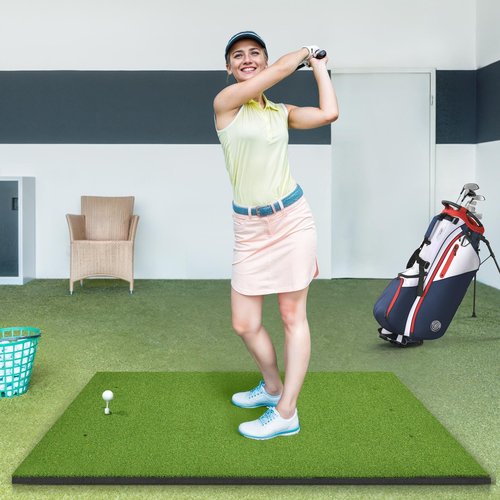 Sturdum Golf Hitting Mat, 5×4ft Golf Driving Mat for Indoor Outdoor, Top-Notch Artificial Turf Practice Mats with 9 PU Golf Balls+3 Rubber Tees+7 Tees, PRO-31MM Anti-Slip Bottom Mat